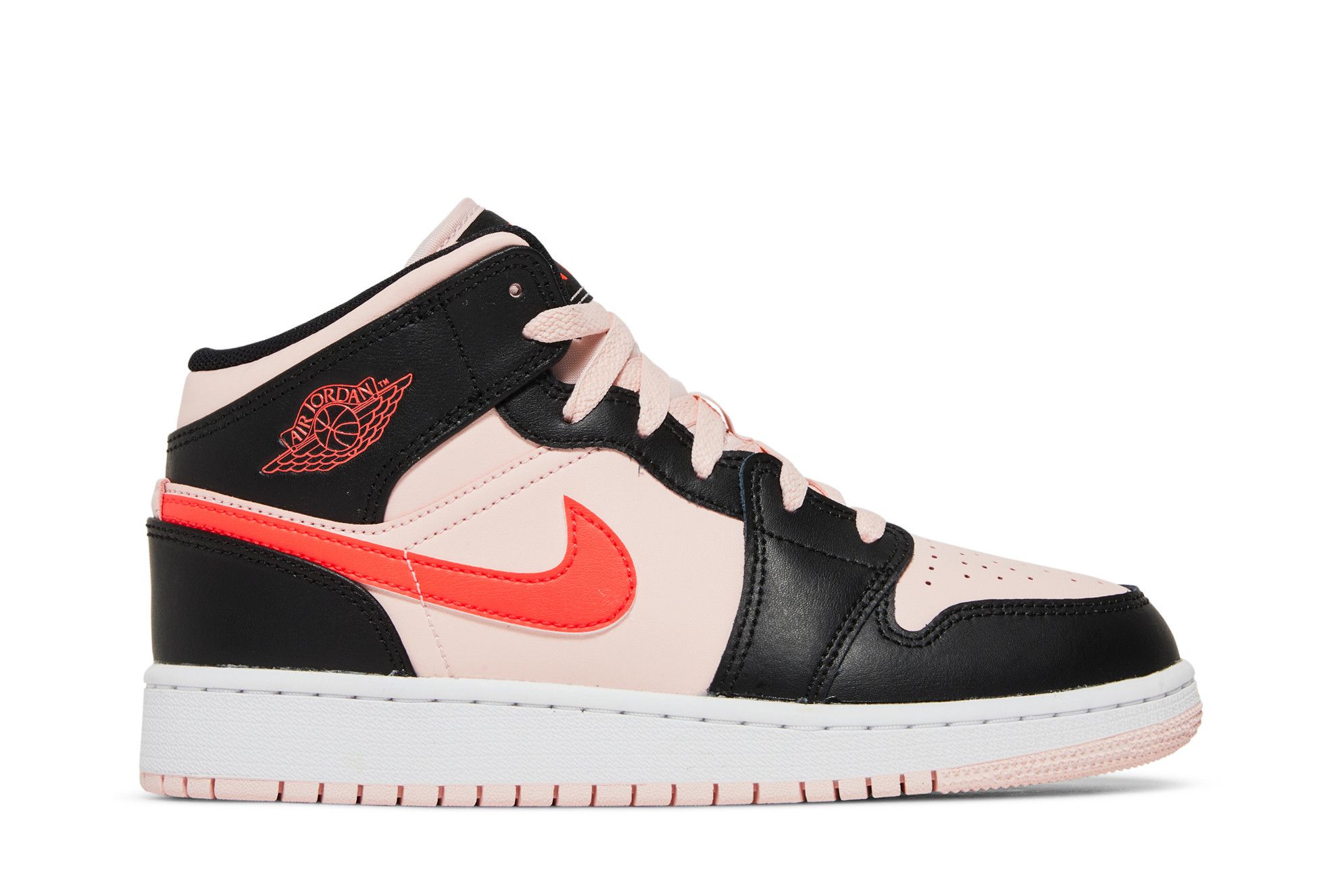 Pre-owned Air Jordan 1 Mid Gs 'black Pink Crimson'