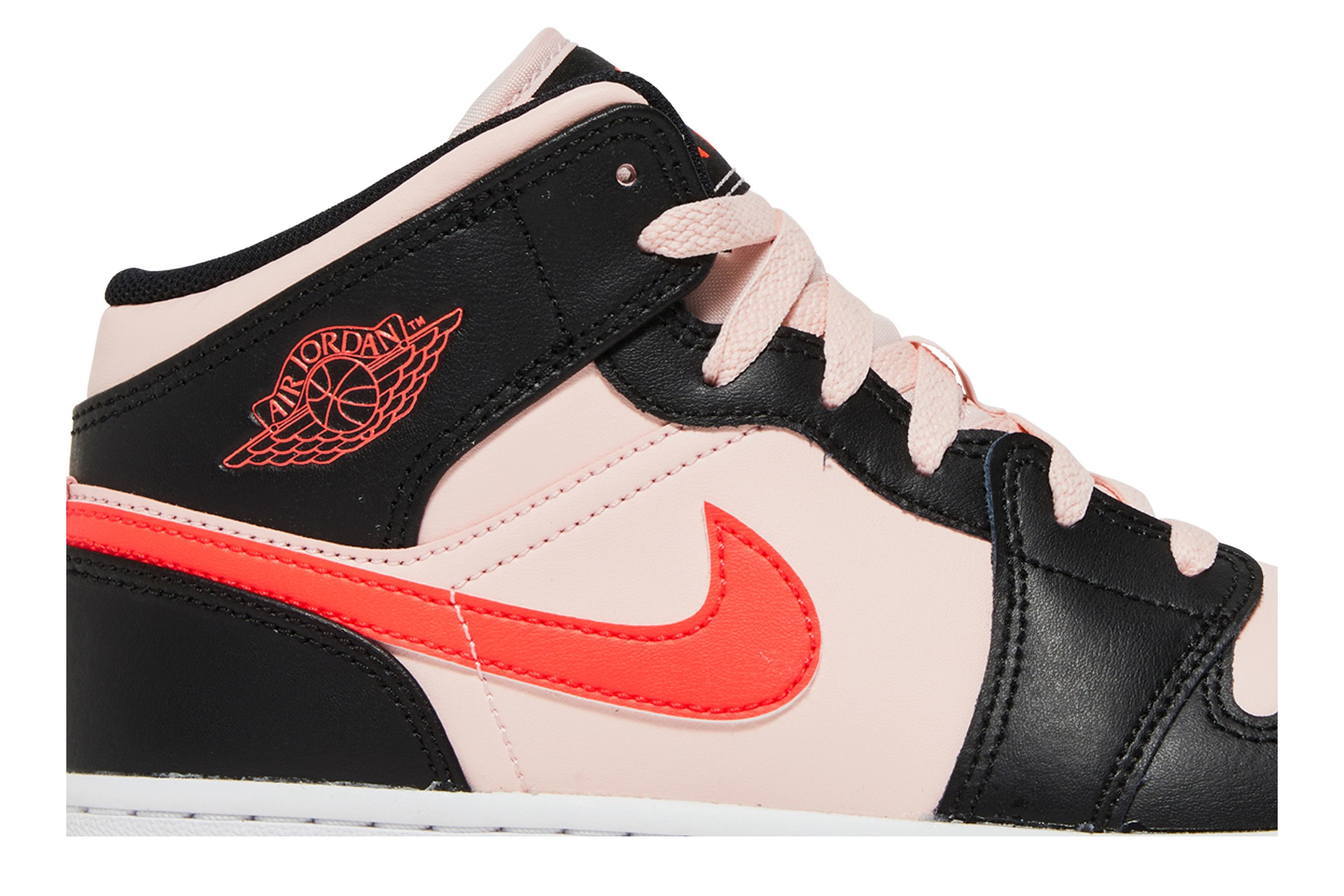 Pre-owned Air Jordan 1 Mid Gs 'black Pink Crimson'