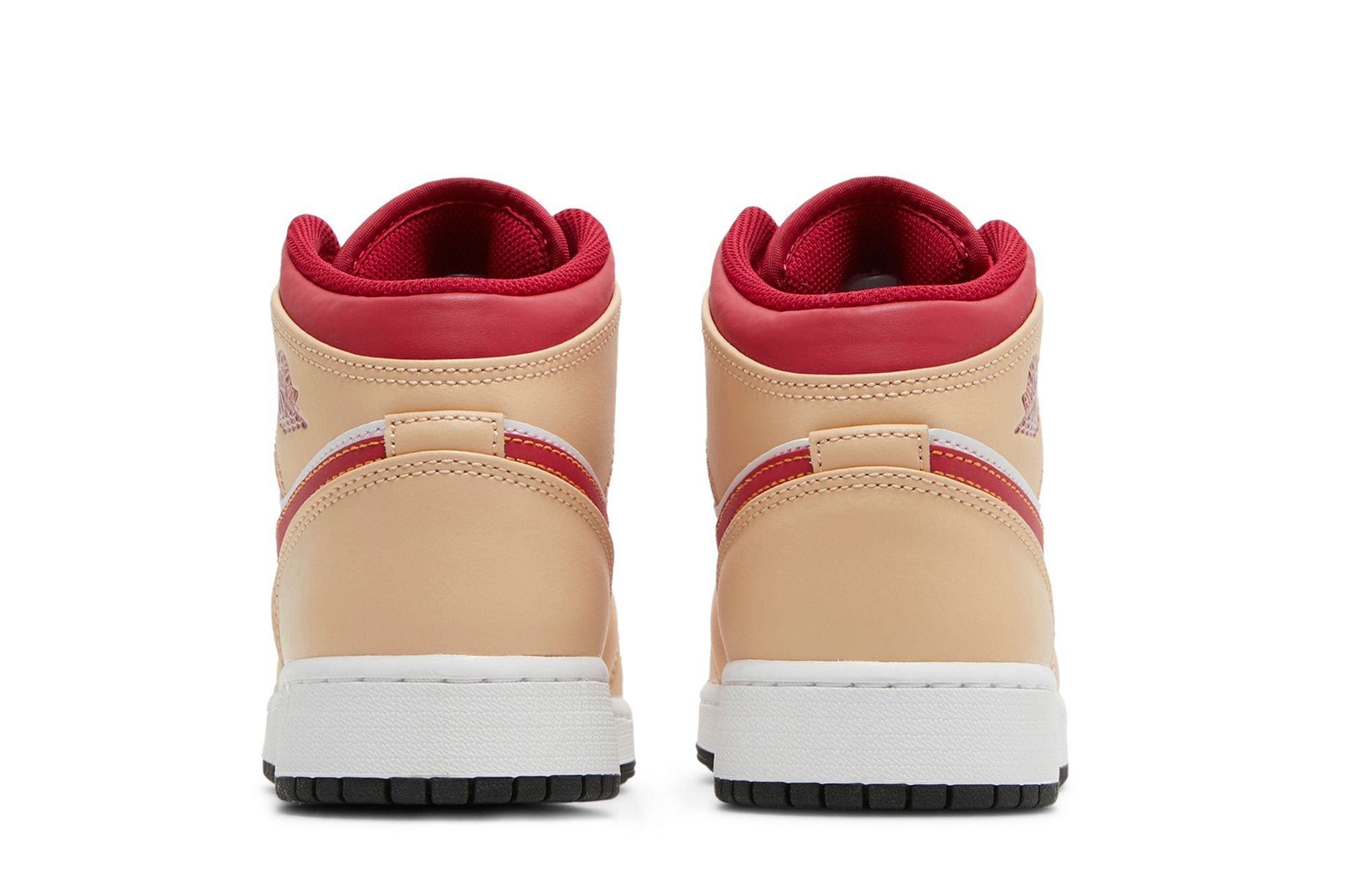 Pre-owned Air Jordan 1 Mid Gs 'light Curry Cardinal Red' In Cream