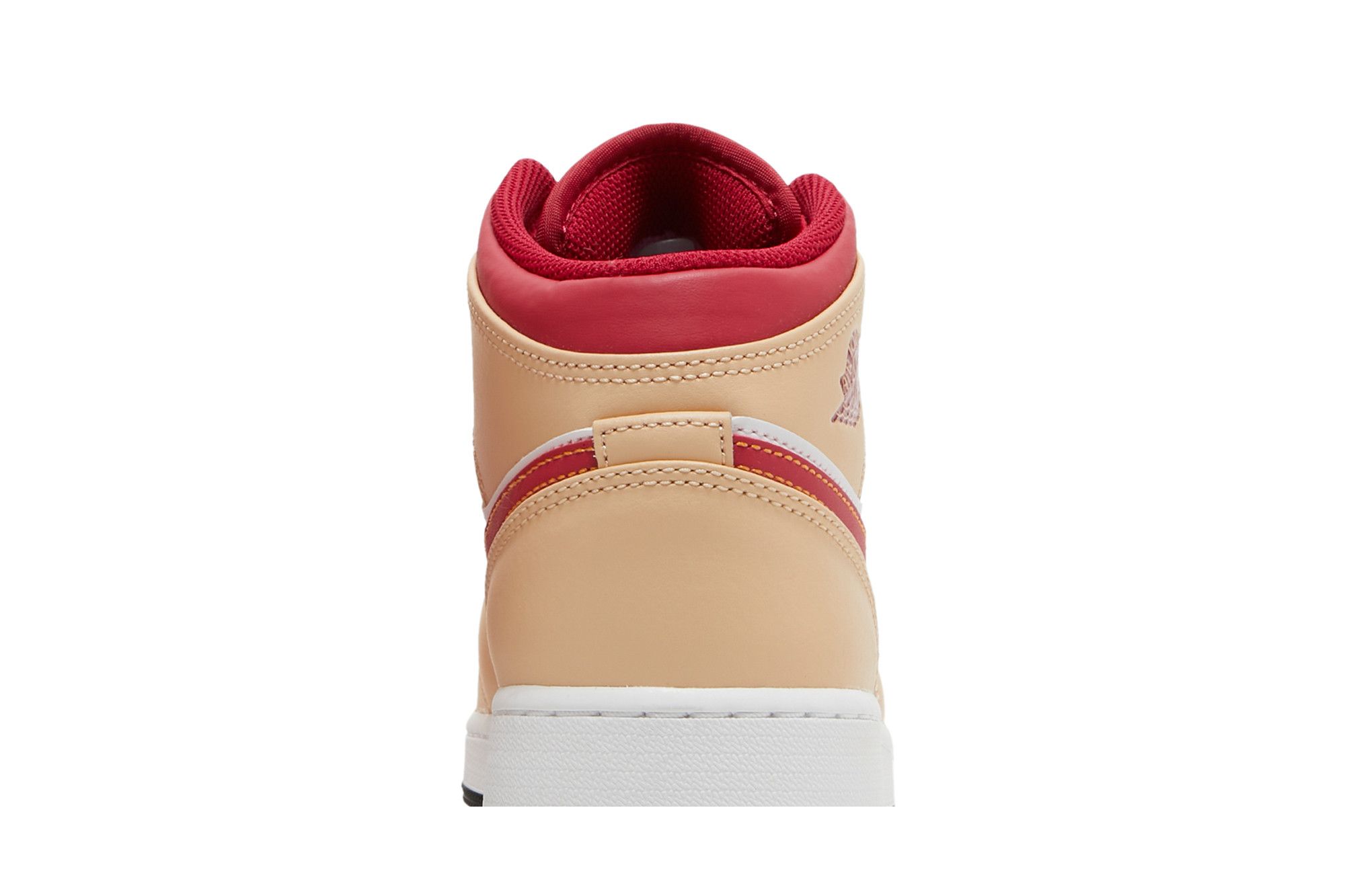 Pre-owned Air Jordan 1 Mid Gs 'light Curry Cardinal Red' In Cream