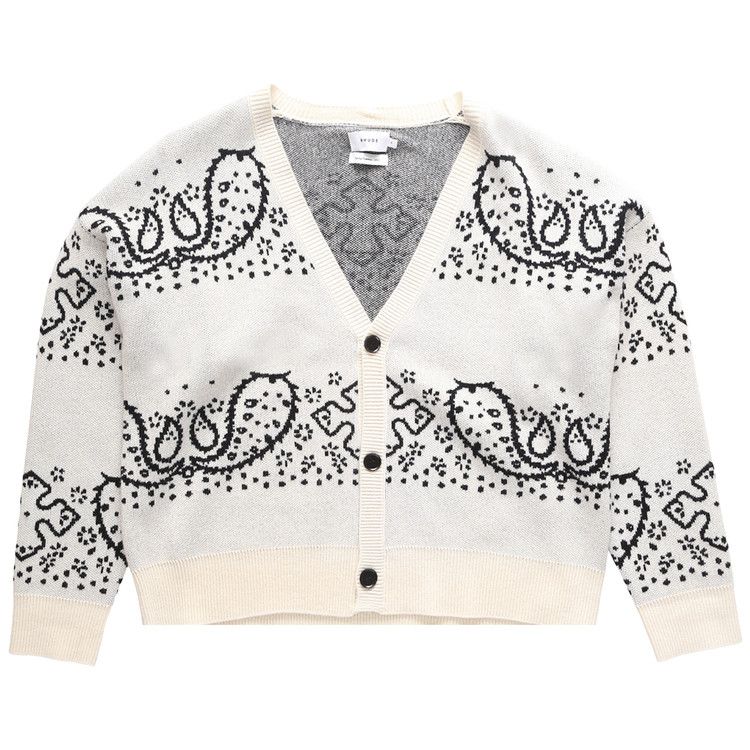 Rhude Bandana Stripe Cardigan Creme/Black