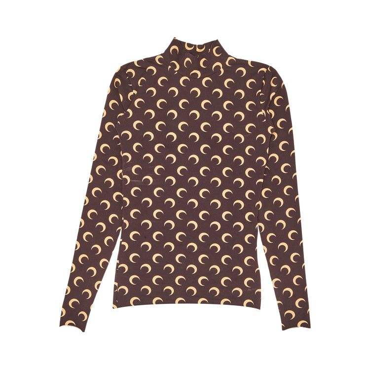 Buy Marine Serre Crescent Moon-Print Turtleneck Top 'Brown
