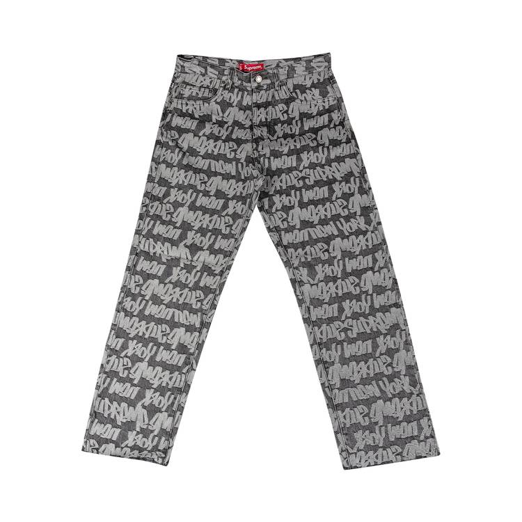 Supreme Fat Tip Jacquard Regular Jean 'Black' | GOAT