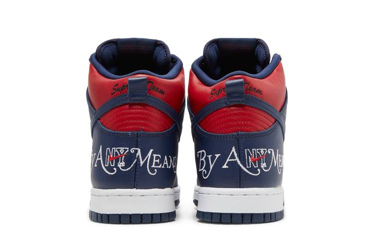 Buy Supreme x Dunk High SB 'By Any Means - Red Navy' - DN3741 600