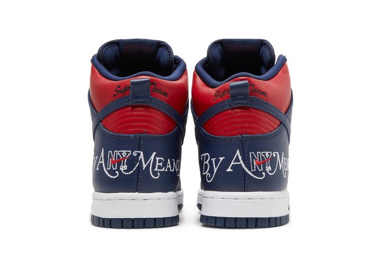 Buy Supreme x Dunk High SB 'By Any Means - Red Navy' - DN3741 600 | GOAT