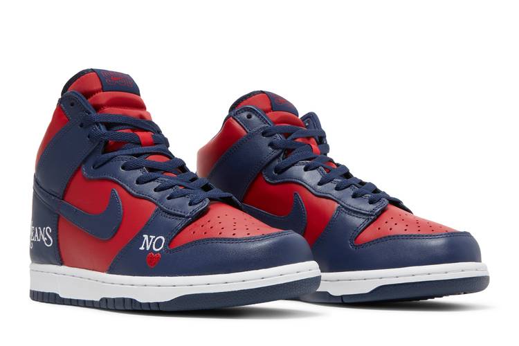 Buy Supreme x Dunk High SB 'By Any Means - Red Navy' - DN3741 600