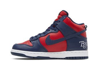 Buy Supreme x Dunk High SB 'By Any Means - Red Navy' - DN3741 600 | GOAT