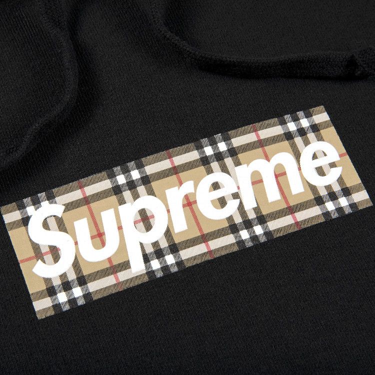 SUPREME X BURBERRY BOX LOGO HOODED ブラック-