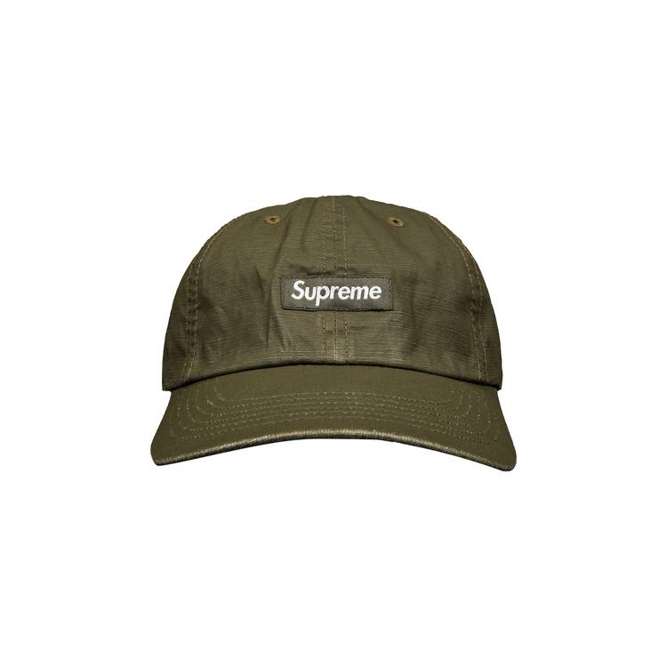 Buy Supreme Small Box Coated Linen 6-Panel 'Olive' - SS22H29 
