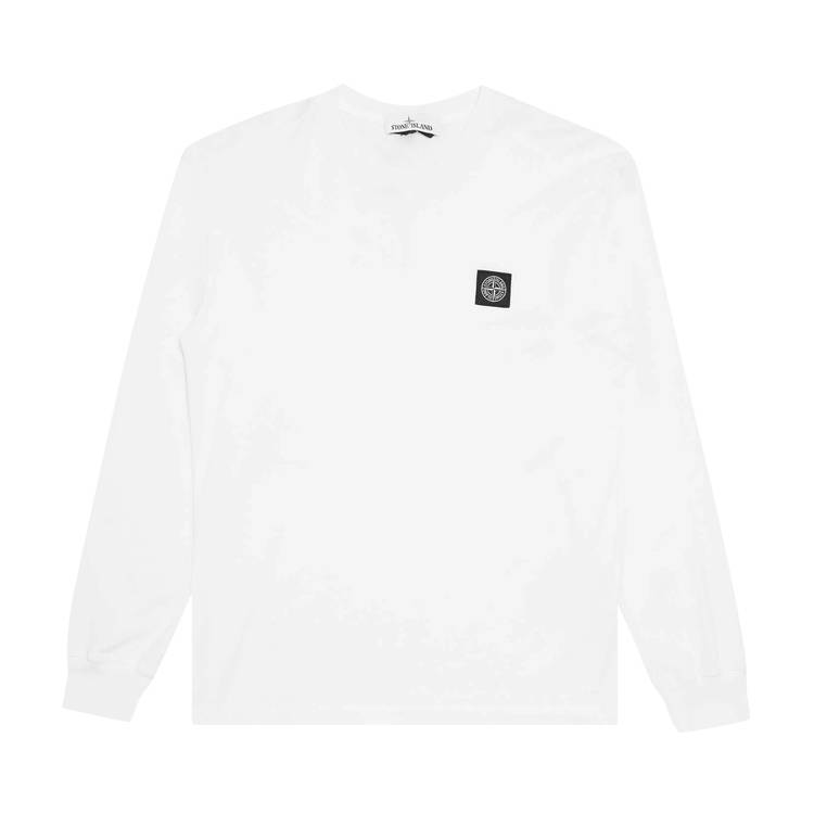 Stone Island Logo Patch Long-Sleeve T-Shirt 'White' | GOAT