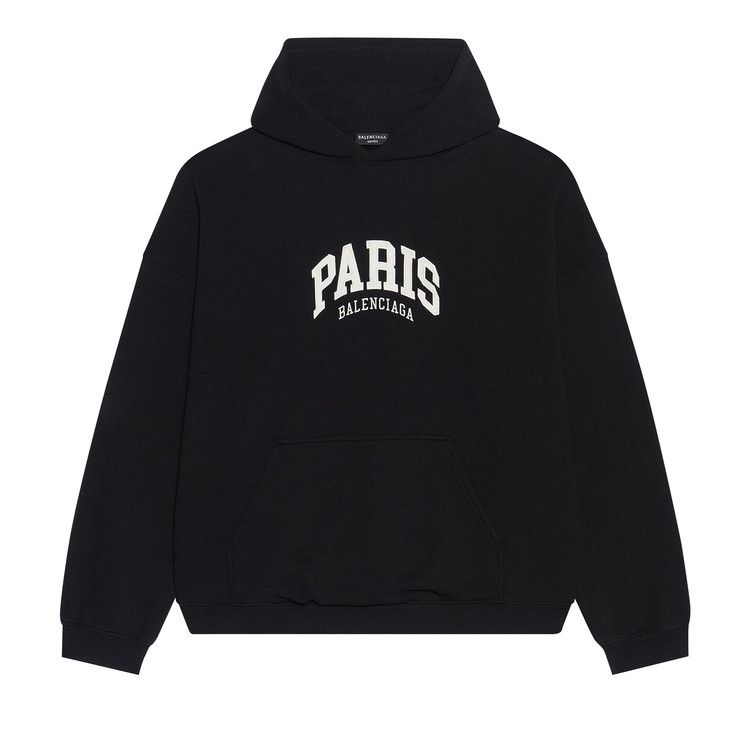 Size 2 Balenciaga Cities Paris Hoodie Wide Fit Black