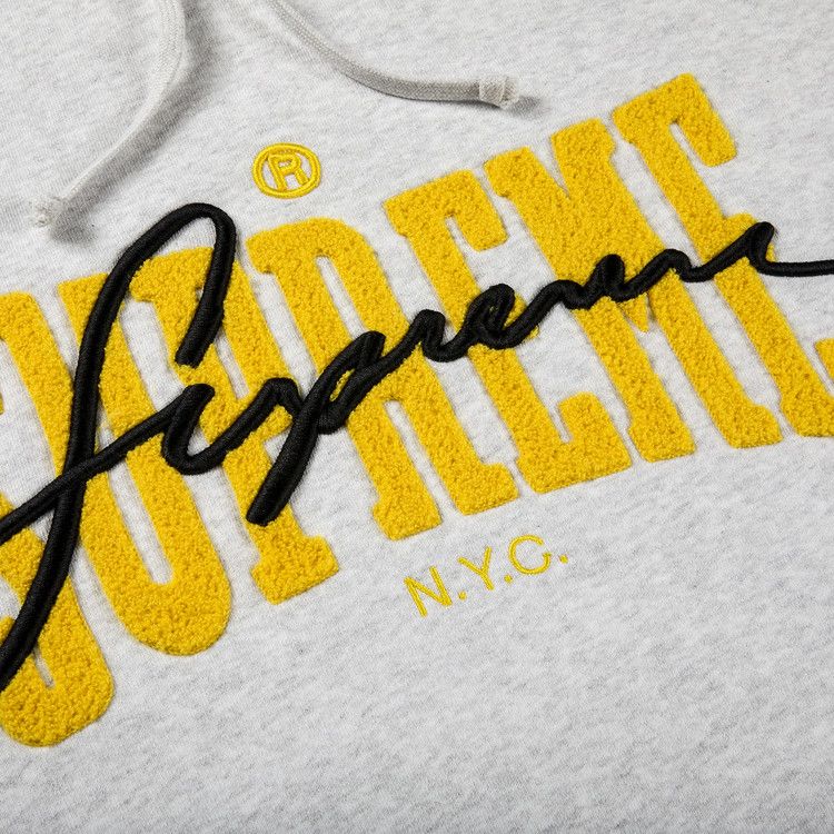 Supreme Embroidered Chenille Hooded Sweatshirt 'ash Grey'