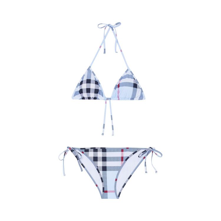 Buy Burberry Check Stretch Nylon Triangle Bikini 'Pale Blue 