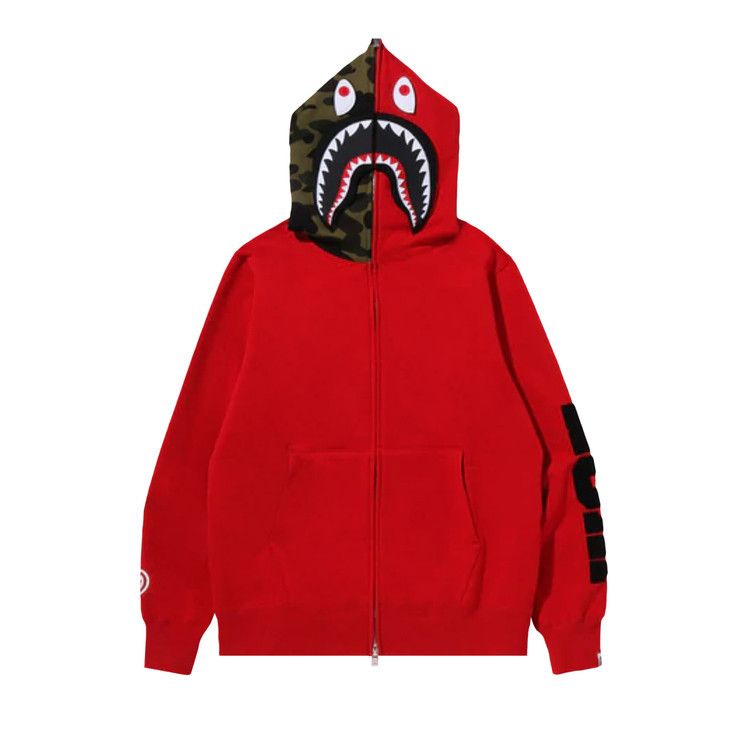 Bape Detachable Shark Full Zip Hoodie 'red'