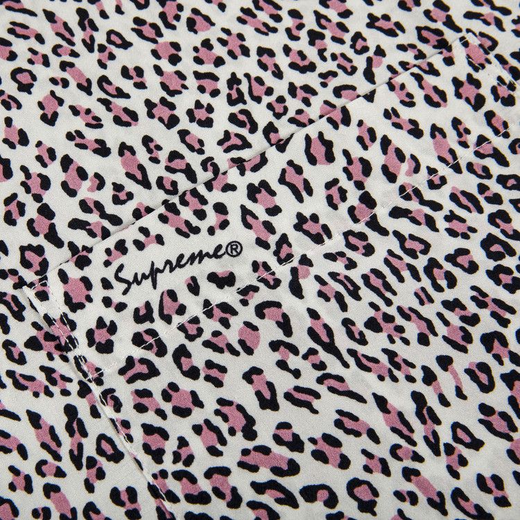 Supreme Leopard Silk Short-Sleeve Shirt 'pink'