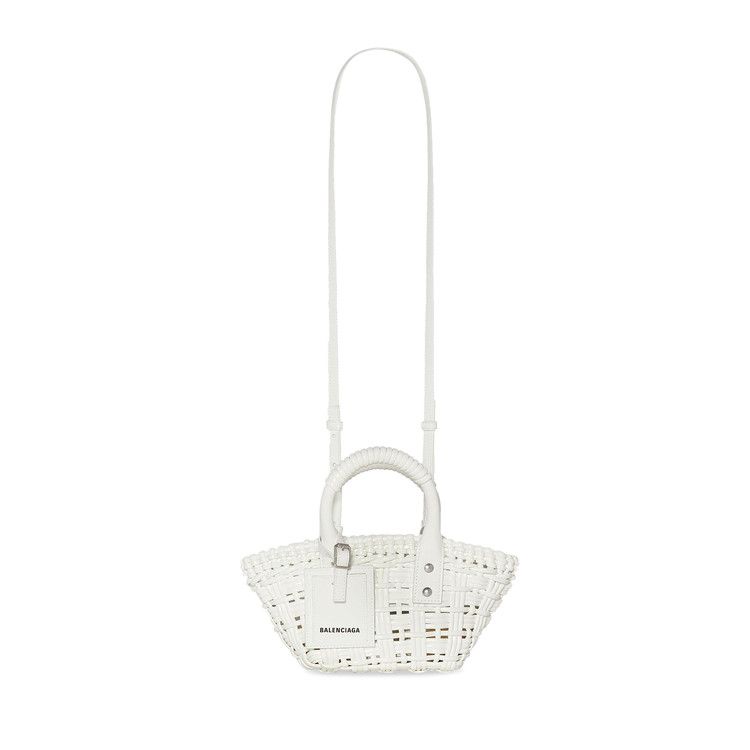 Balenciaga Bistro Xxs Basket With Strap Optic White