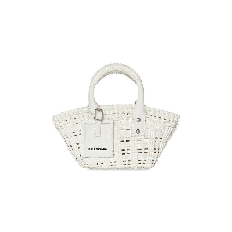 Balenciaga Bistro Xxs Basket With Strap Optic White