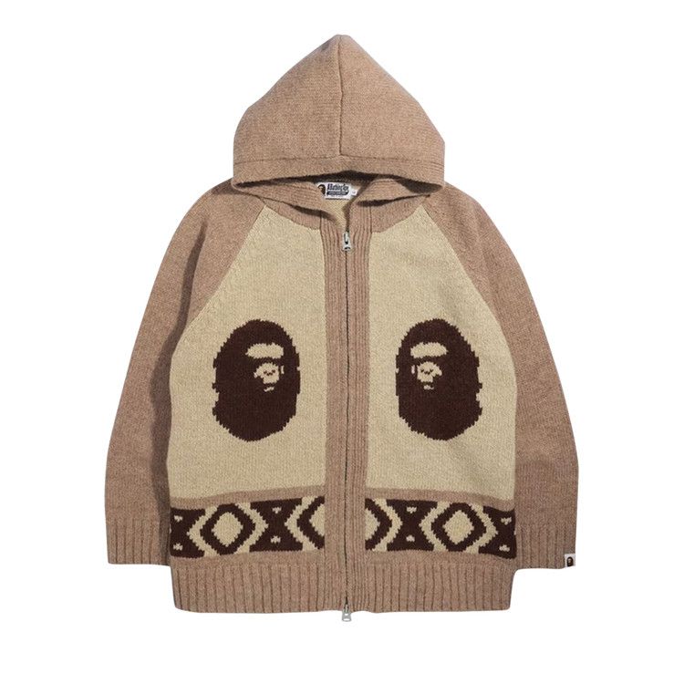 Buy BAPE Ape Head Knit Zip Hoodie 'Beige' - 1H80 120 002 BEIGE