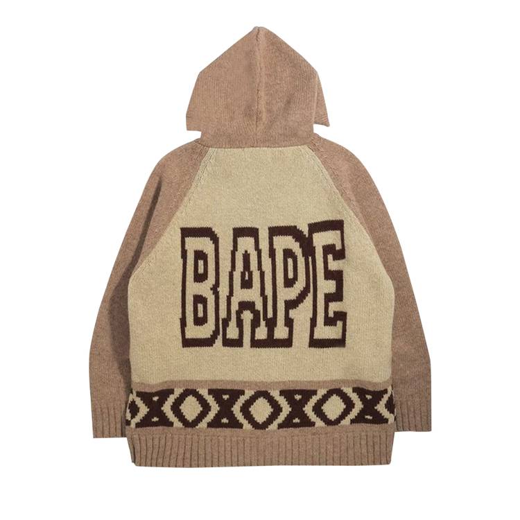 Buy BAPE Ape Head Knit Zip Hoodie 'Beige' - 1H80 120 002 BEIGE | GOAT