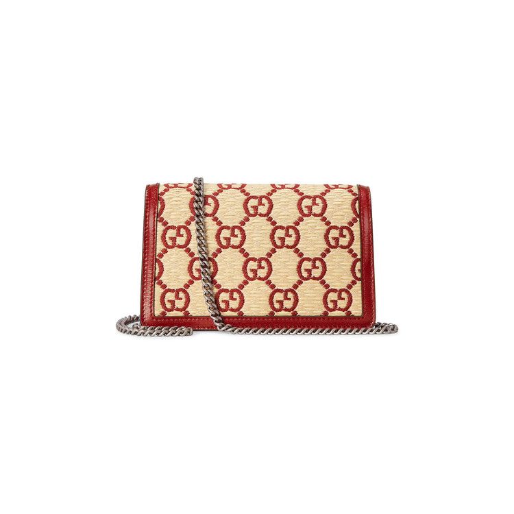 Gucci Dionysus Super Mini Bag Red Gg Straw Effect