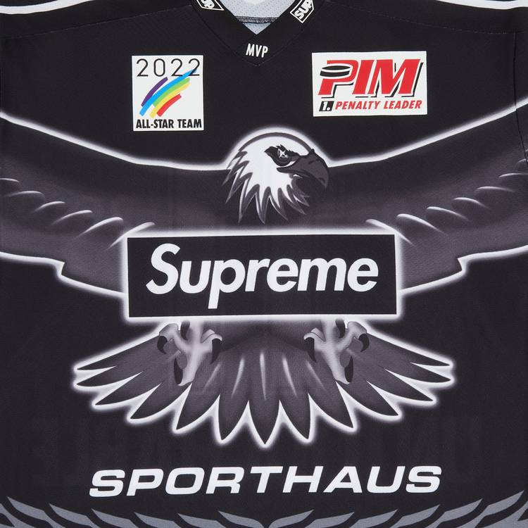 Buy Supreme Eagle Hockey Jersey 'Black' - SS22KN50 BLACK | GOAT DE
