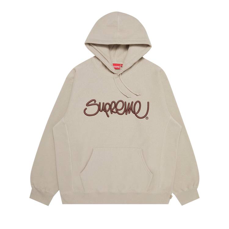 Supreme Raised Handstyle Hooded Sweatshirt 'Dark Taupe' | GOAT