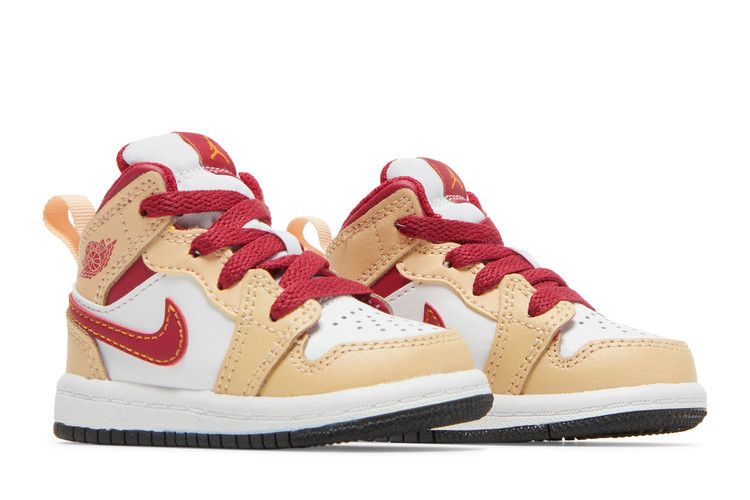 Air Jordan 1 Mid Td Light Curry Cardinal Red