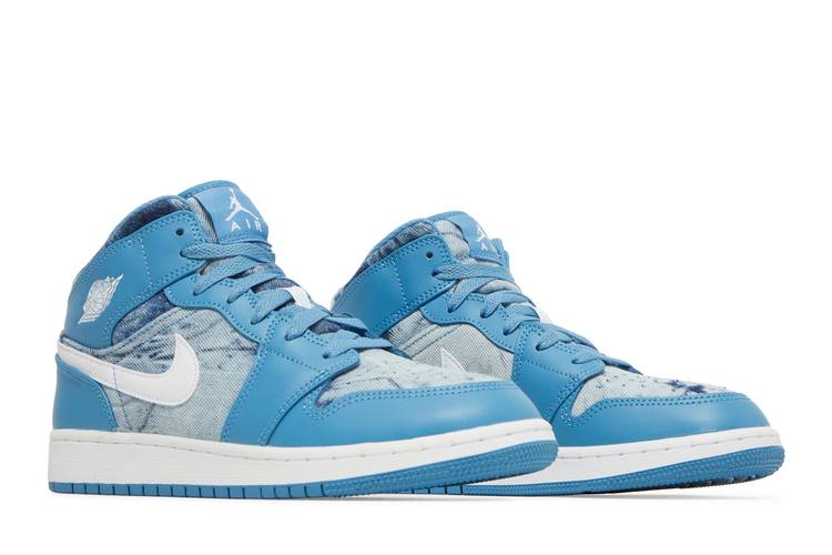  Big Kid's Jordan 1 Mid Washed Denim Dutch Blue/White (DM8951  400) - 3.5 : Clothing, Shoes & Jewelry