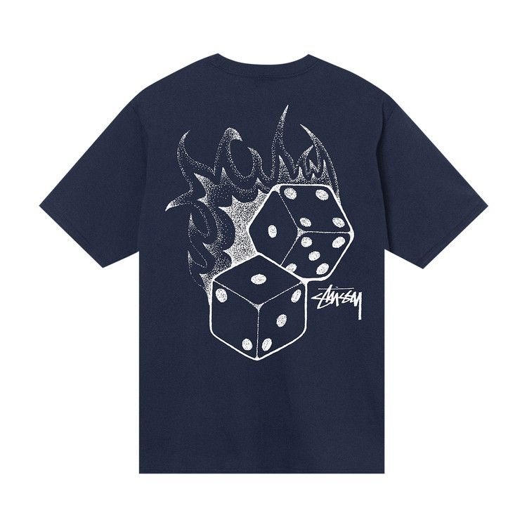 『Stussy』Dice Tee Pigment Dyed★Navy★25SS★ Stussy Fuzzy Dice Tee Navy Men's - SS22 - US