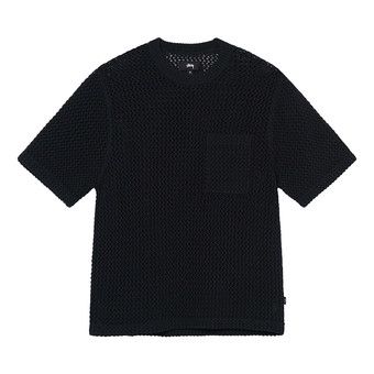 Buy Stussy O'Dyed Mesh Crew 'Black' - 1140297 BLAC | GOAT