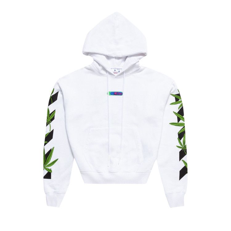 Buy Off-White Weed Arrows Over Hoodie 'White/Green