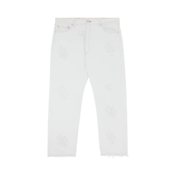 Chrome Hearts White Cross Washed Jeans - ShopperBoard