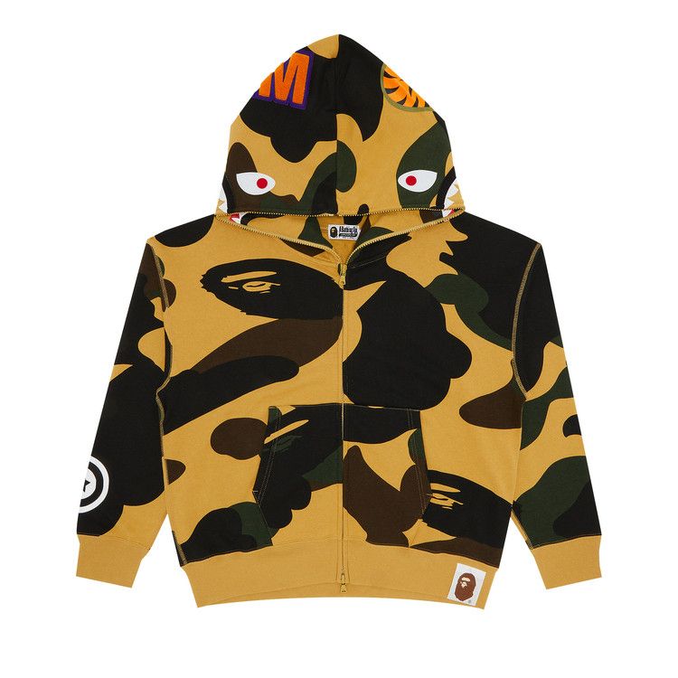 Bape Giant 1st Camo Shark Loose Fit Full Zip Hoodie Yellow