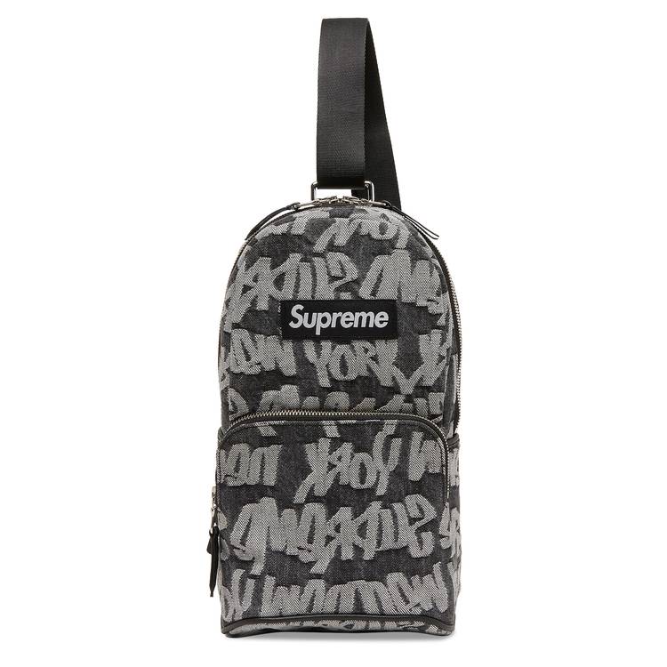 Buy Supreme Fat Tip Jacquard Denim Sling Bag 'Black' - SS22B14