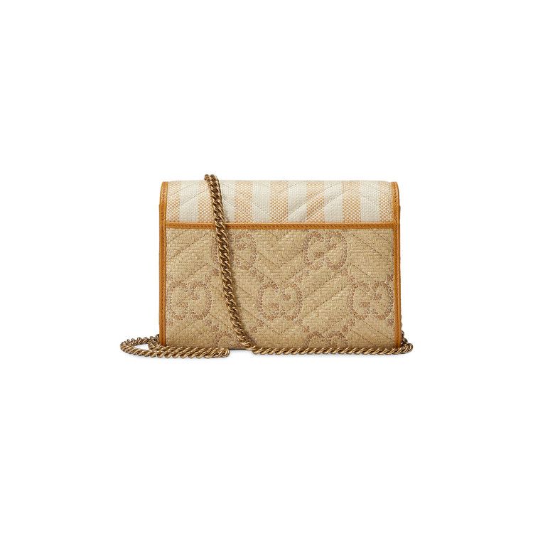 Gucci Gg Marmont Raffia Effect Mini Bag Blue/Beige