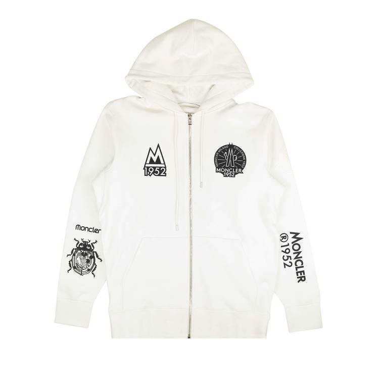 Buy Moncler Zip Up 1952 Logo Hoodie Sweatshirt 'White