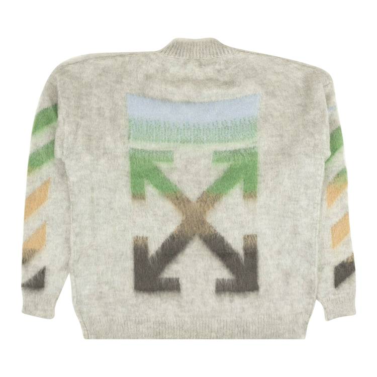 Off-White Diag Brushed Mohair Sweater 'Grey'