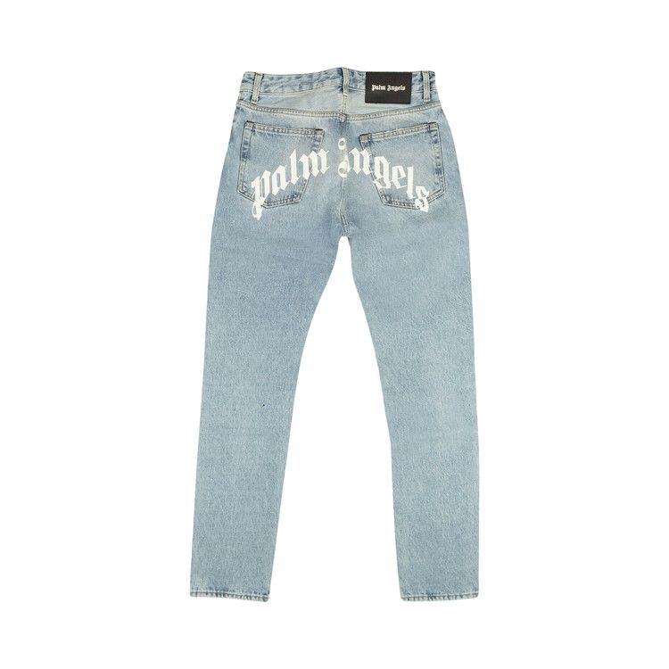 Palm Angels Back Logo 5 Pocket Jeans Light Blue