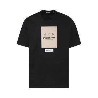 Buy Burberry Label Appliqué Cotton Oversized T-Shirt 'Black
