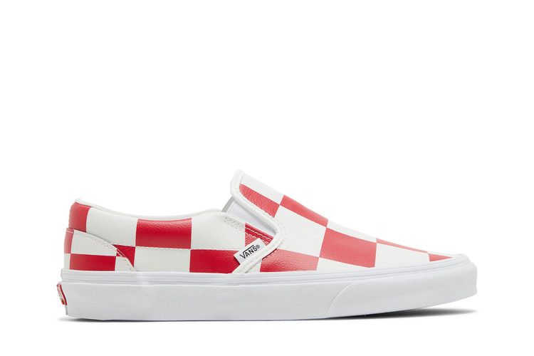 Vans Classic Slip-On Leather Check White Racing Red