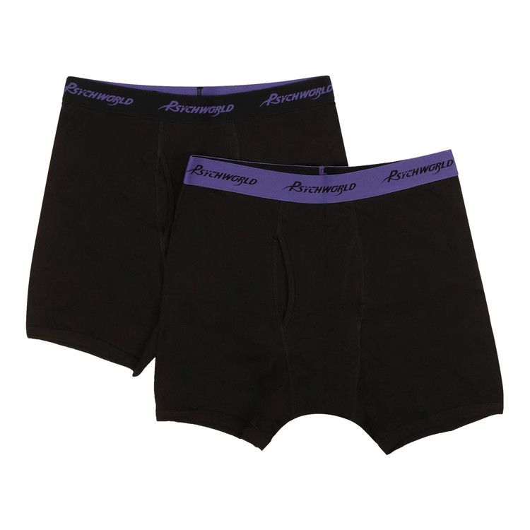 Psychworld Logo Band Boxer Shorts (2 Pack) Black/Purple