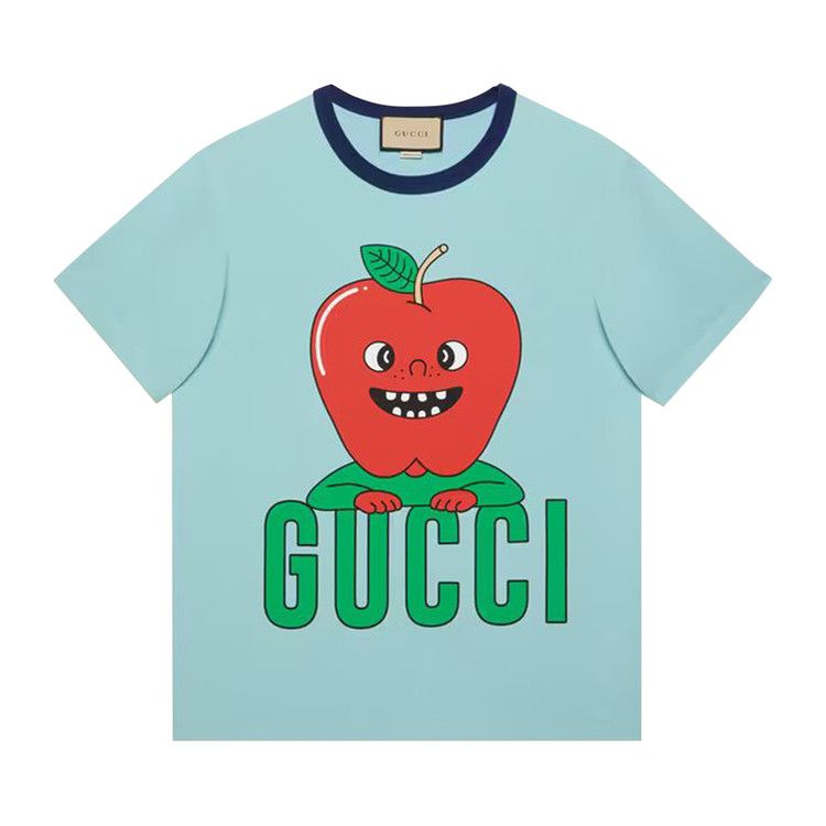 Buy Gucci Apple Print Cotton T-Shirt 'Light Blue' - 703439 XJEI2