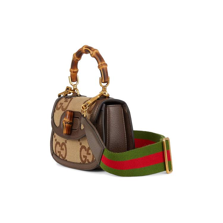 Gucci Bamboo 1947 jumbo GG mini bag in camel and ebony canvas