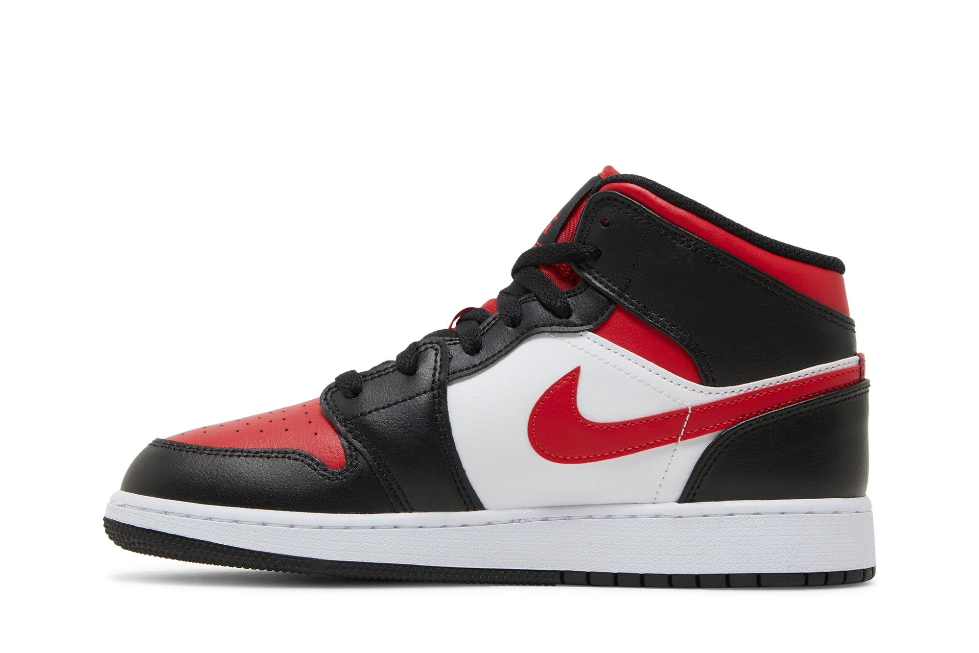 Pre-owned Air Jordan 1 Mid Gs 'black Fire Red'