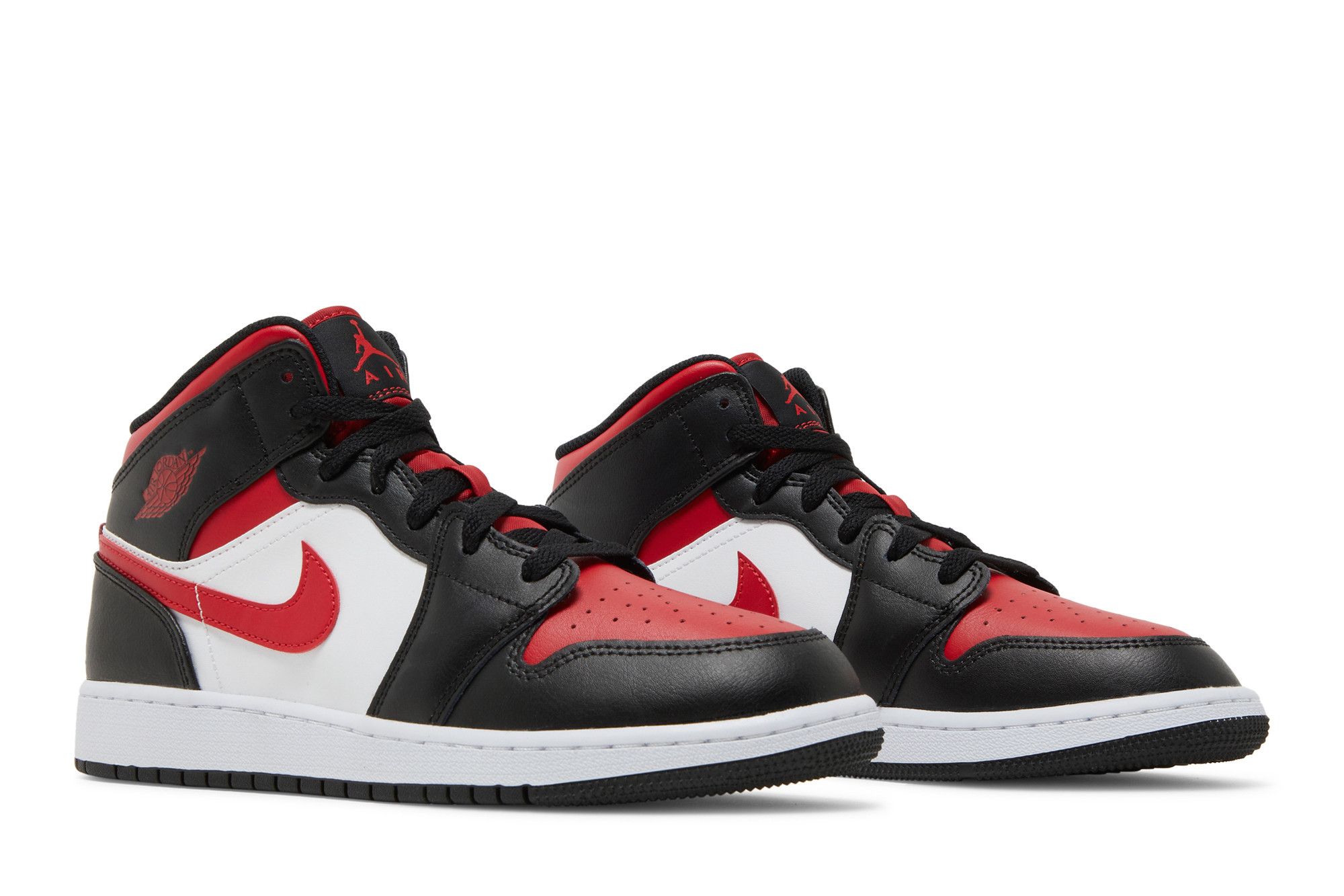 Pre-owned Air Jordan 1 Mid Gs 'black Fire Red'