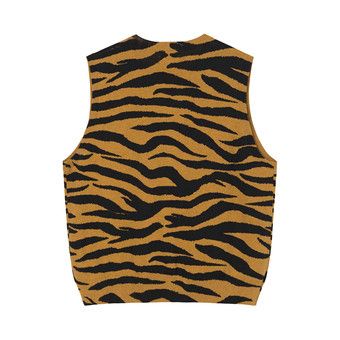Buy Stussy Tiger Printed Sweater Vest 'Mustard' - 117139