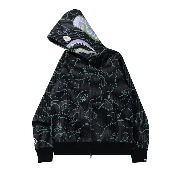 Bape Text Code Camo Shark Full Zip Hoodie 'black'