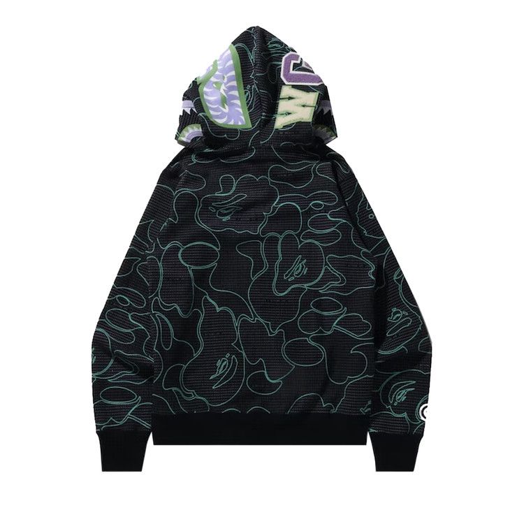 Bape Text Code Camo Shark Full Zip Hoodie 'black'