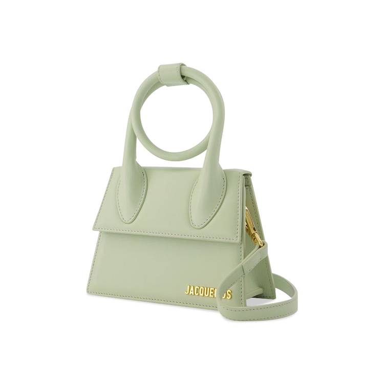 Jacquemus Le Chiquito Noeud Medium Leather Top-handle Bag In Light Green