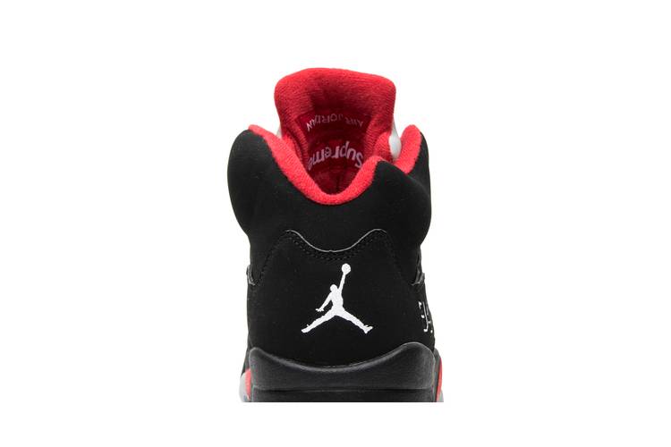 nike Air Jordan Retro 5 Supreme Black Fire Red 824371-001 Size 12